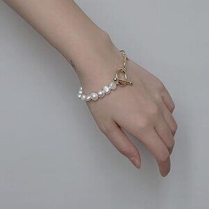 Paperclip Pearl‎ Bracelet Baroque Culture Link Chain